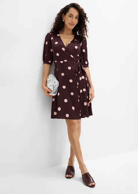 Robe portefeuille en satin fluide, bonprix