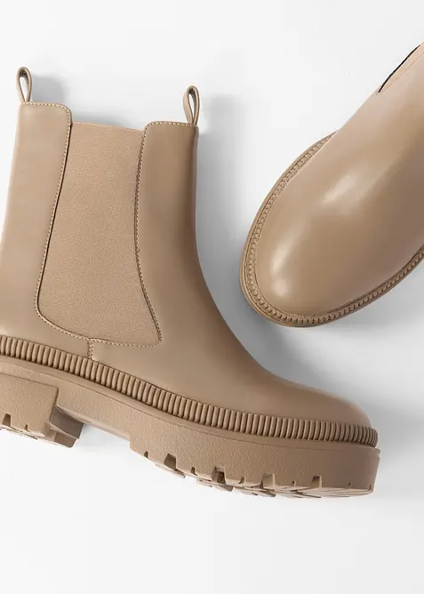 Bottines Chelsea &agrave; semelle crant&eacute;e, bonprix