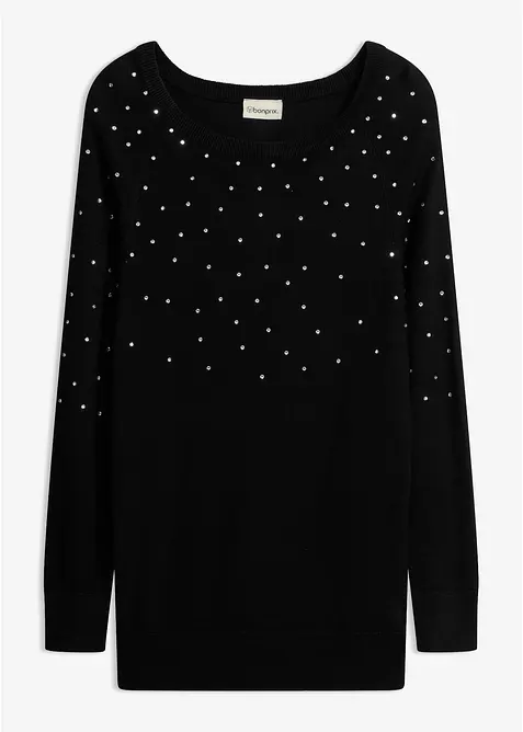 Long-Pullover mit Glitzersteinen, bonprix