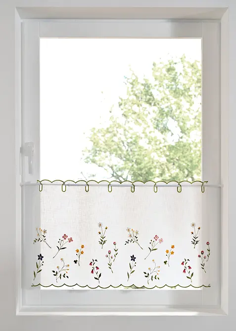Scheibengardine mit Blumenstickerei, bonprix
