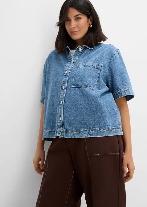 Jeansbluse aus reiner Baumwolle, bonprix