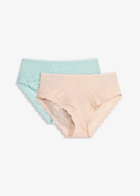 Maxislip mit zarter Spitze (2er Pack), bonprix