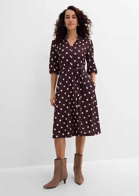 Robe en jersey avec lien &agrave; nouer, bonprix