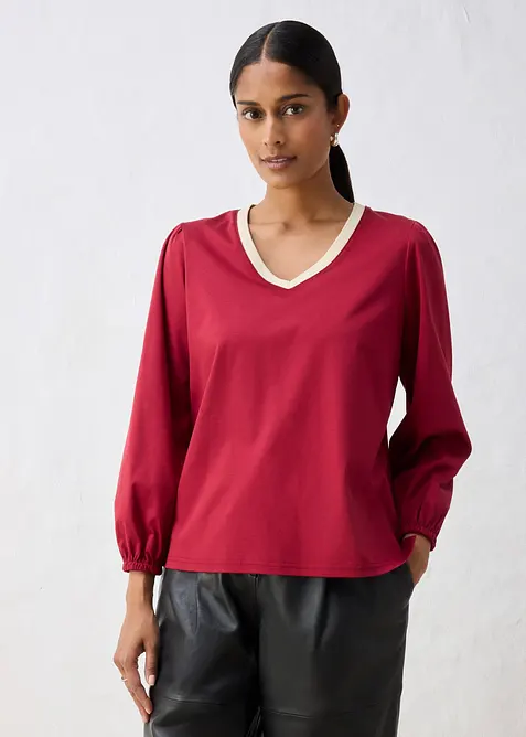T-shirt manches longues en coton et soie, bonprix