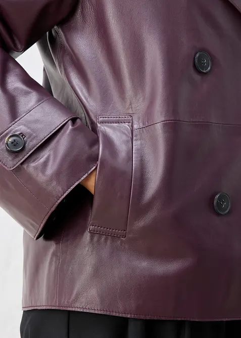 Caban en cuir nappa d&rsquo;agneau, bonprix