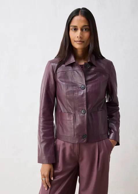 Veste courte en cuir nappa d&rsquo;agneau, bonprix