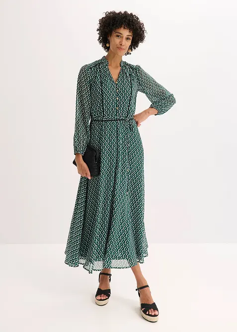 Chiffonkleid mit Kontrast-Pipings, bonprix