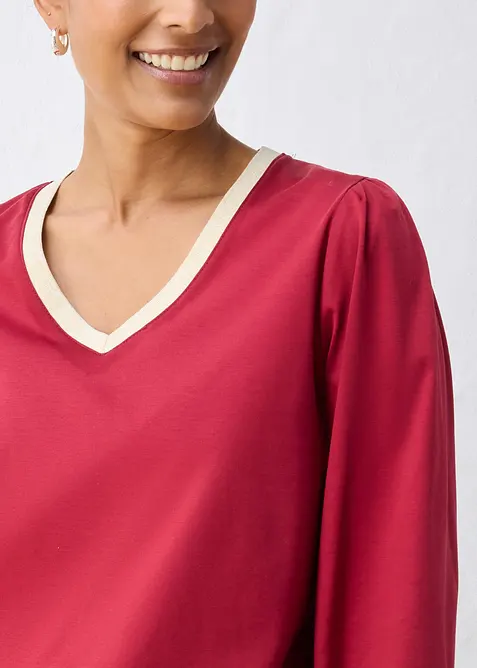 T-shirt manches longues en coton et soie, bonprix