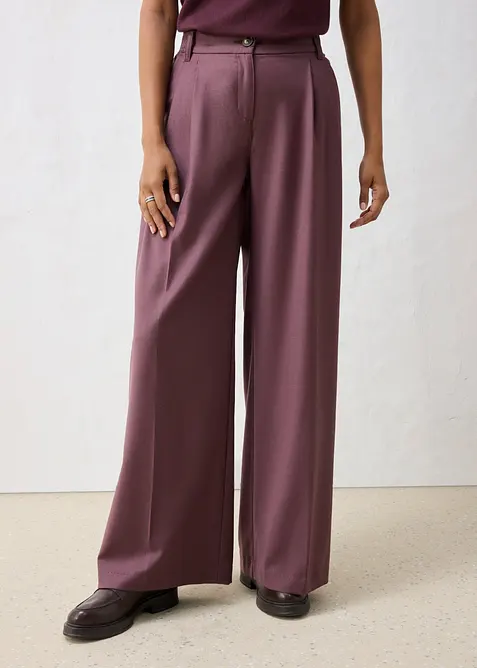 Pantalon doux &agrave; pinces, bonprix