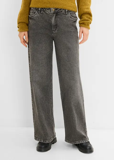 Wide-Leg-Jeans Mid Waist, bonprix
