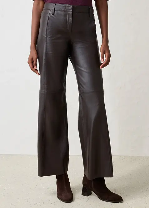 Pantalon large en cuir d&rsquo;agneau nappa, bonprix