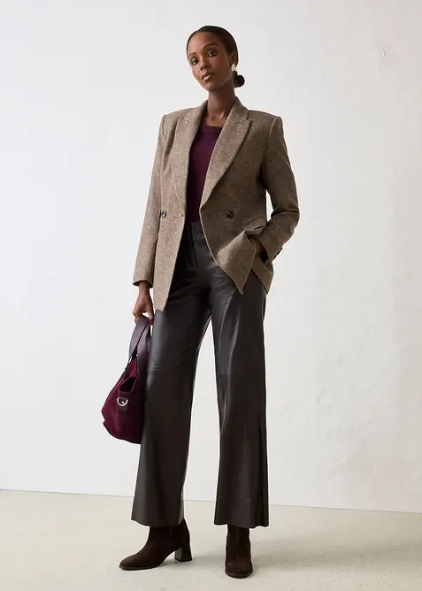Pantalon large en cuir d&rsquo;agneau nappa, bonprix