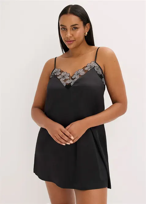Nuisette en satin avec broderies, bonprix