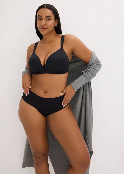 Soutien-gorge &agrave; coques et dentelle, ferm&eacute; devant, sans armatures, bonprix