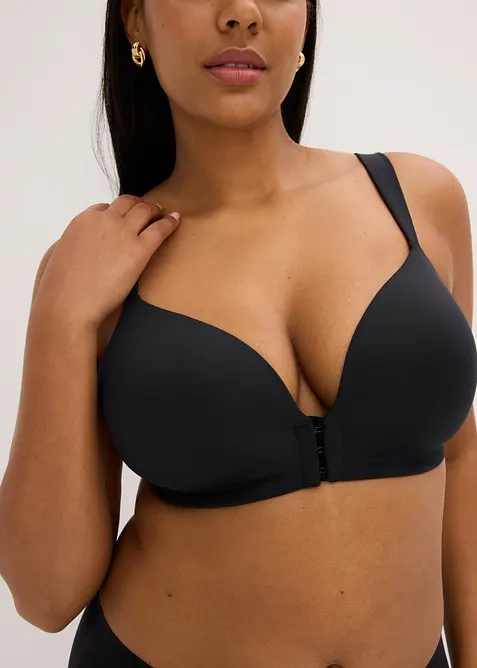 Soutien-gorge &agrave; coques et dentelle, ferm&eacute; devant, sans armatures, bonprix