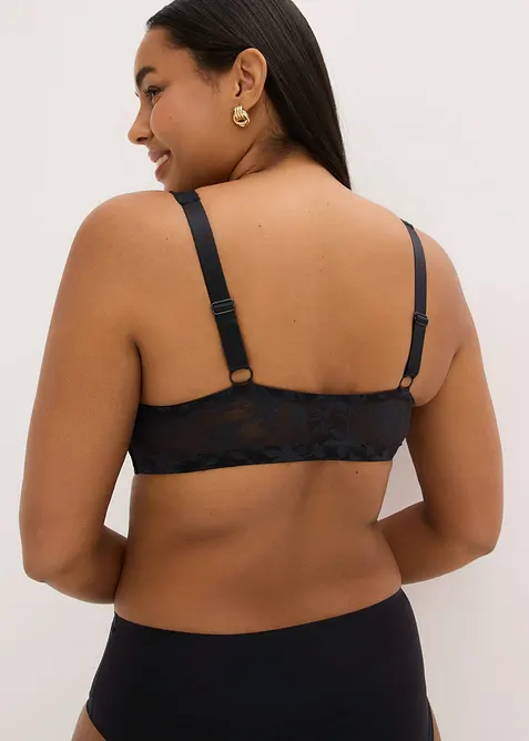 Soutien-gorge &agrave; coques et dentelle, ferm&eacute; devant, sans armatures, bonprix