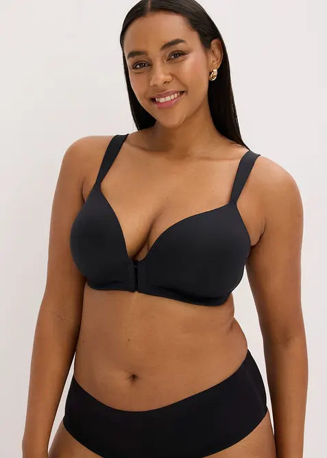 Soutien-gorge &agrave; coques et dentelle, ferm&eacute; devant, sans armatures, bonprix