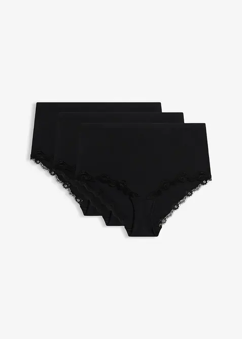 Lot de 3 culottes taille haute en polyamide, sans coutures, bonprix