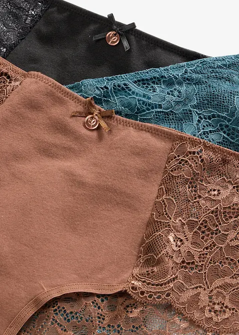 Lot de 4 culottes femme avec coton et dentelle, bonprix