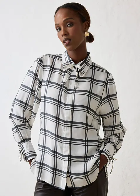 Bluse aus gl&auml;nzendem Seiden-Mix, bonprix
