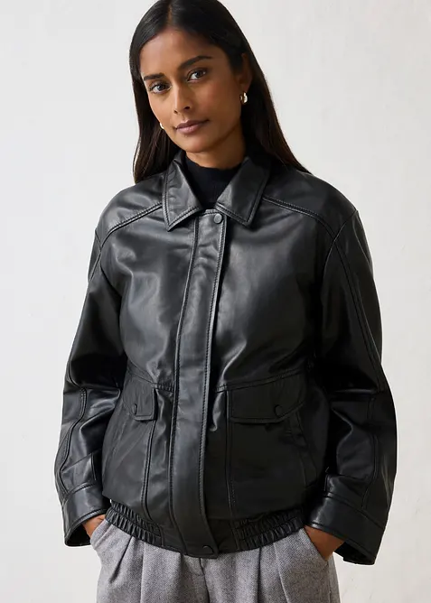 Oversize Leder-Blouson aus Lammnappa, bonprix