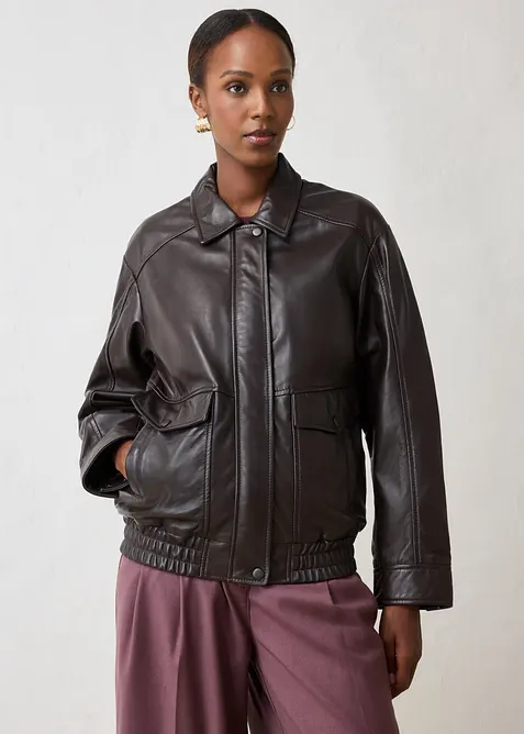 Oversize Leder-Blouson aus Lammnappa, bonprix