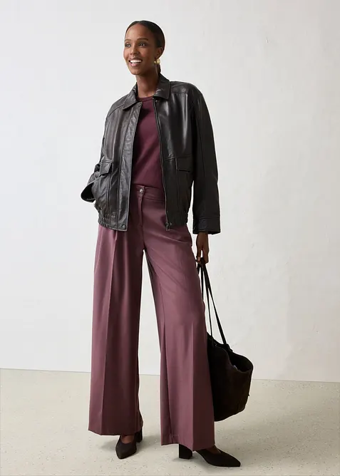Oversize Leder-Blouson aus Lammnappa, bonprix