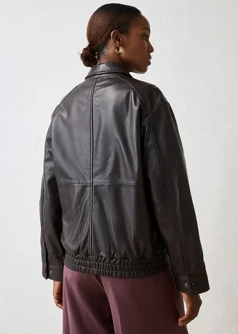 Oversize Leder-Blouson aus Lammnappa, bonprix