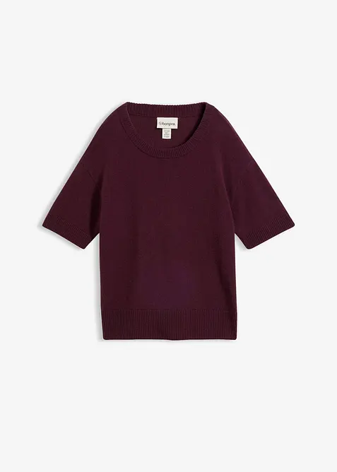 Oversize-Kurzarmpullover mit hohem Wollanteil, bonprix