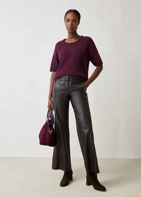 Oversize-Kurzarmpullover mit hohem Wollanteil, bonprix
