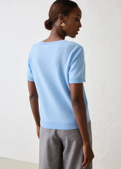 Kurzarmpullover aus reinem Kaschmir mit Good Cashmere Standard&reg;, bonprix