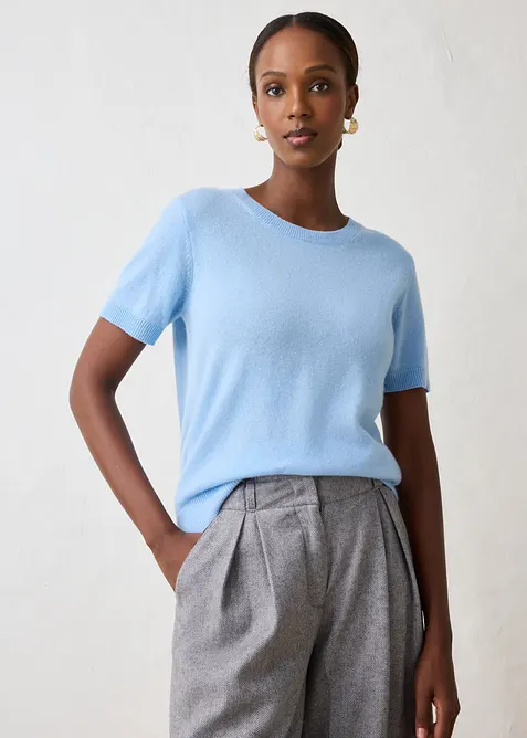 Kurzarmpullover aus reinem Kaschmir mit Good Cashmere Standard&reg;, bonprix