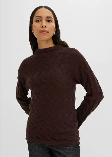 Pull en maille &agrave; torsades, bonprix