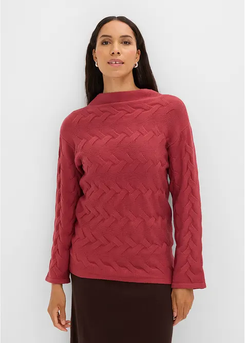 Pull en maille &agrave; torsades, bonprix
