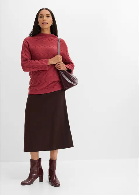 Pull en maille &agrave; torsades, bonprix