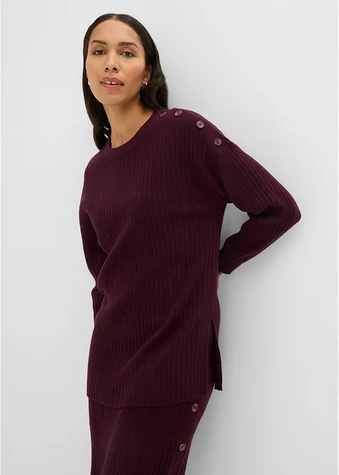 Viskose-Mix Pullover mit Deko Knopfleiste, bonprix