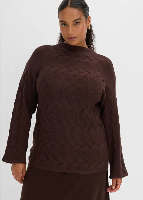 Strickpullover mit Zopfmuster, bonprix