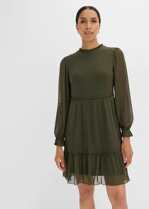 Jerseykleid aus feinem Mesh, bonprix