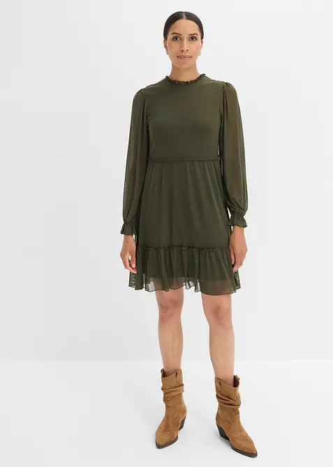 Jerseykleid aus feinem Mesh, bonprix