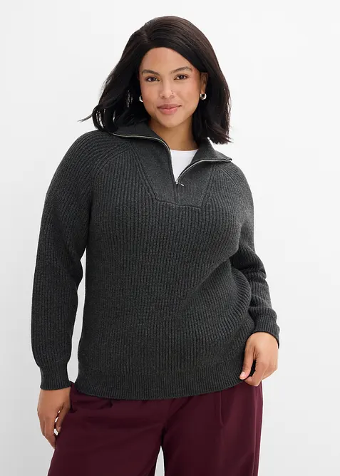 Troyer-Pullover aus weichem Viskose-Mix, bonprix