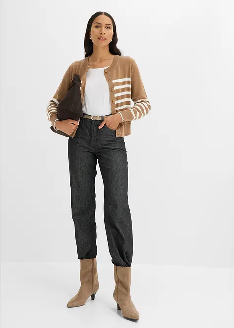 Verk&uuml;rzte Strickjacke aus Baumwoll-Mix, bonprix
