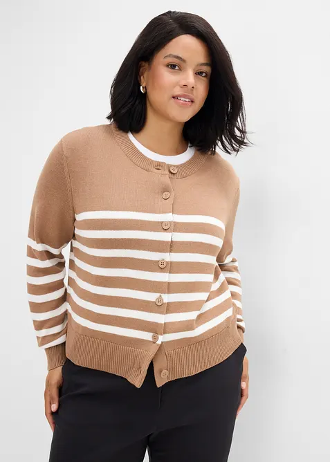 Verk&uuml;rzte Strickjacke aus Baumwoll-Mix, bonprix