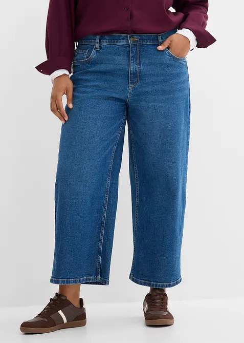 Jean large, taille mi-haute, cropped, bonprix