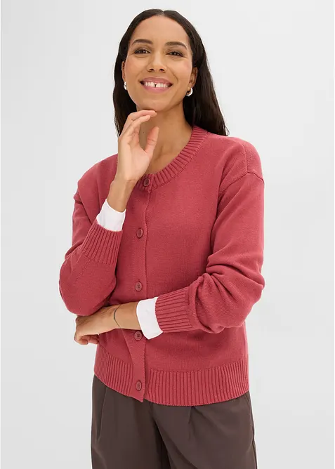 Verk&uuml;rzte Strickjacke aus Baumwoll-Mix, bonprix