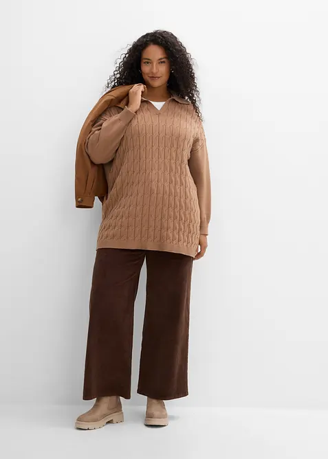 Pull oversize en maille torsad&eacute;e, bonprix