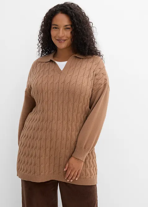 Pull oversize en maille torsad&eacute;e, bonprix