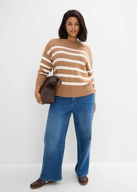 Pull en fine maille de coton m&eacute;lang&eacute;, bonprix