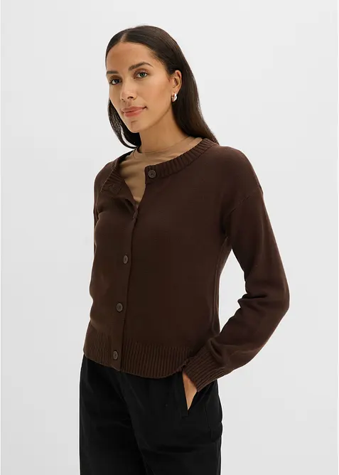 Verk&uuml;rzte Strickjacke aus Baumwoll-Mix, bonprix