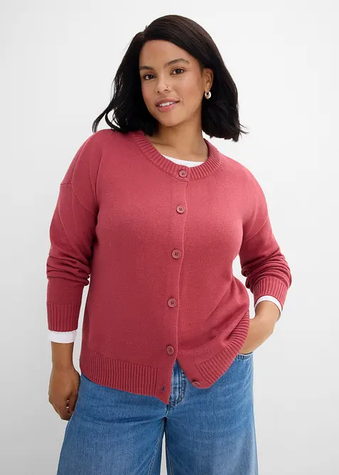 Verk&uuml;rzte Strickjacke aus Baumwoll-Mix, bonprix