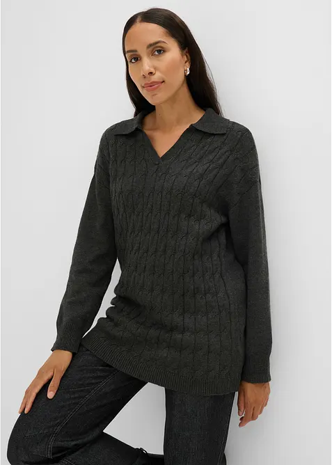 Zopfstrick-Pullover aus Viskose-Mix, bonprix
